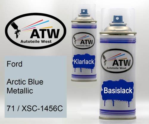 Ford, Arctic Blue Metallic, 71 / XSC-1456C: 400ml Sprühdose + 400ml Klarlack - Set, von ATW Autoteile West.